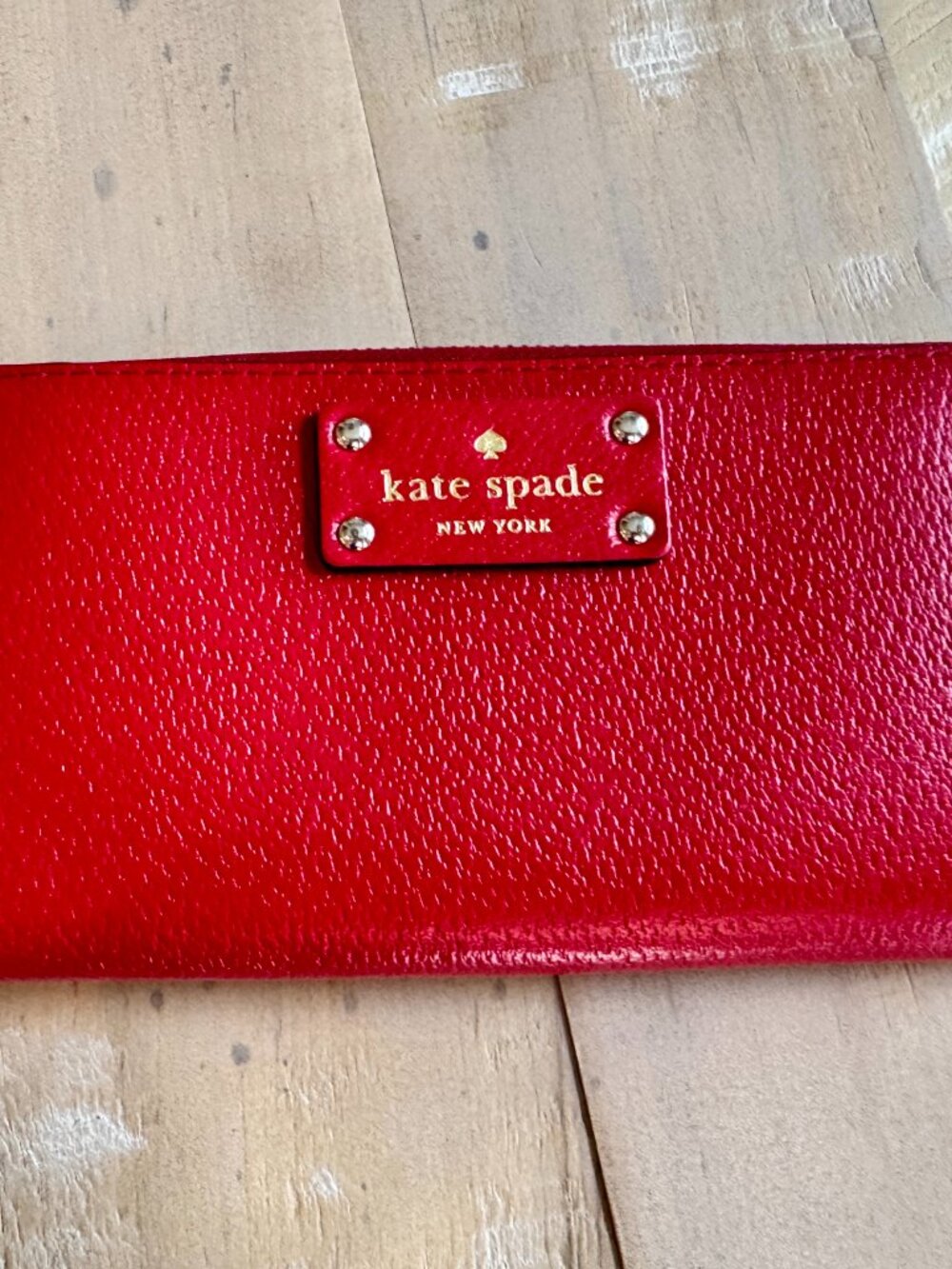 Kate Spade Wellesley Neda Zip-Around Wallet - Cherry Red Pebbled Leather - Picture 3 of 7
